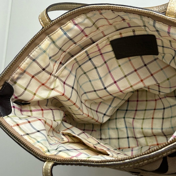 Coach Brown and Gold Signature Tote Bag 18798E Carry All - Picture 7 of 11